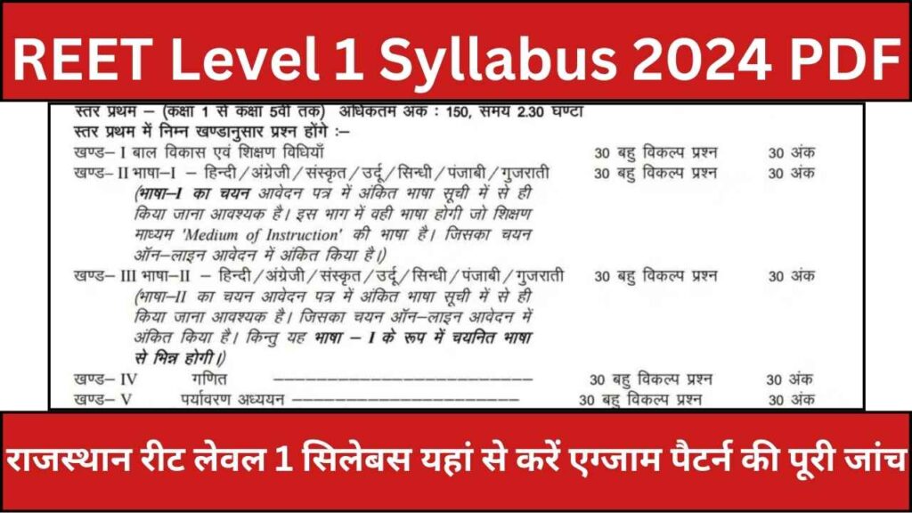 REET Level 1 Syllabus 2024 PDF