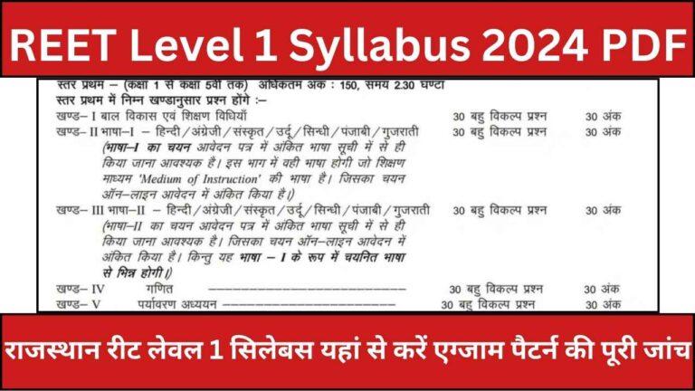 REET Level 1 Syllabus 2024 PDF