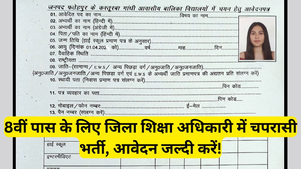 District Education Officer Peon Vacancy 2024