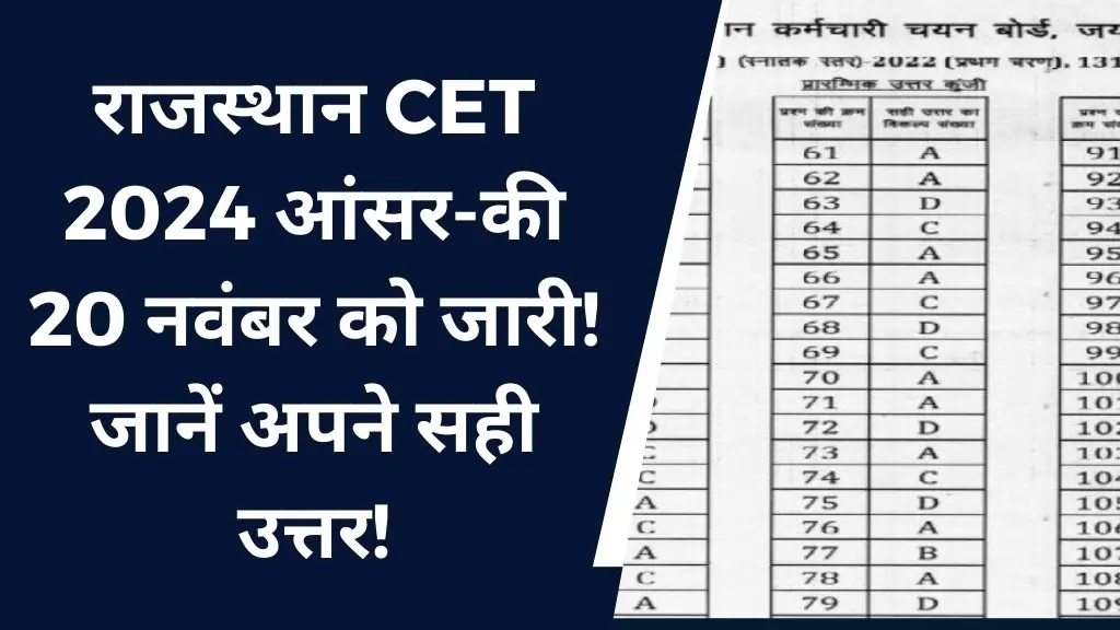 RSMSSB CET Answer Key 2024 Kab Aayegi