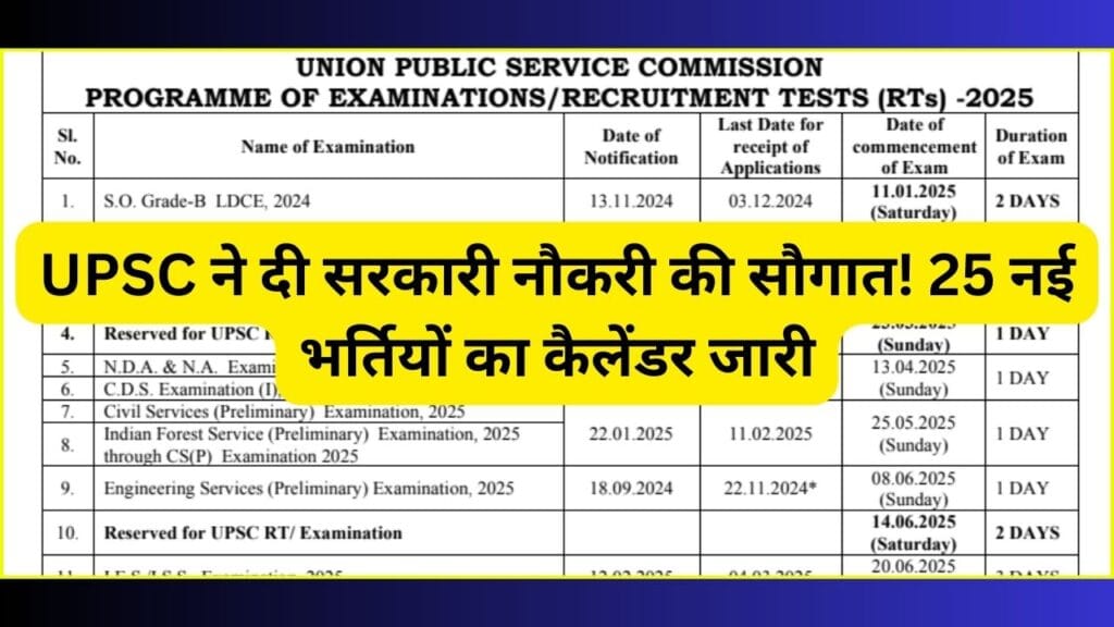 UPSC Exam Calendar